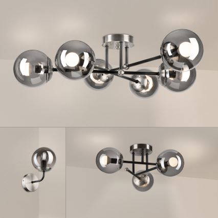 Brilagi - Pinnale kinnitatav lühter MALIVA 6xE14/15W/230V mattkroom/suitsuhall
