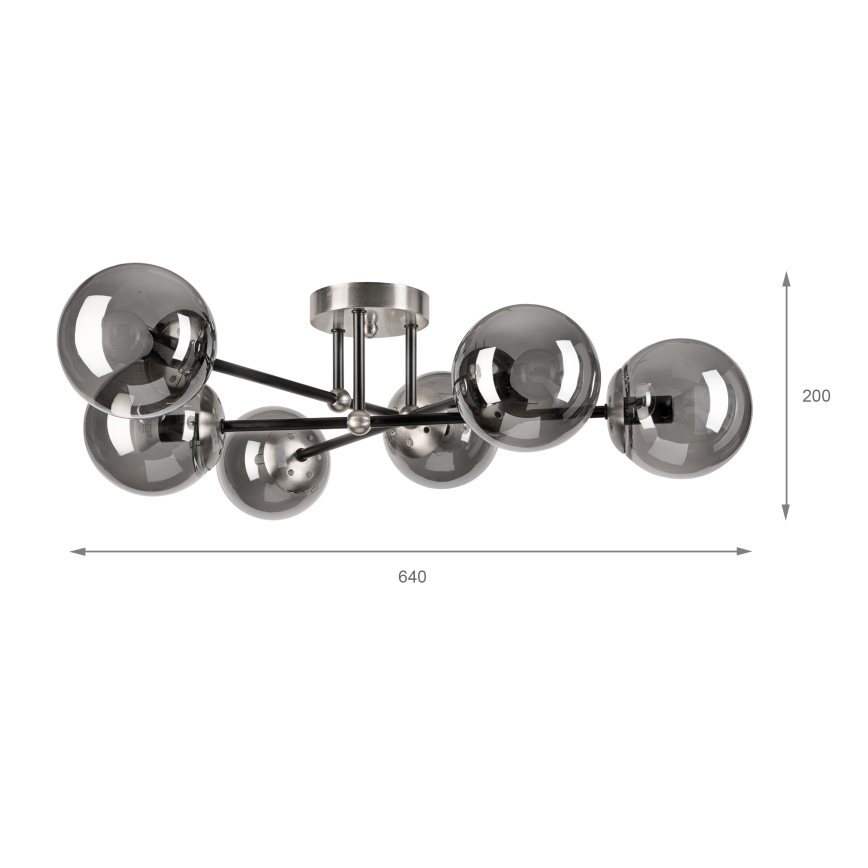 Brilagi - Pinnale kinnitatav lühter MALIVA 6xE14/15W/230V mattkroom/suitsuhall