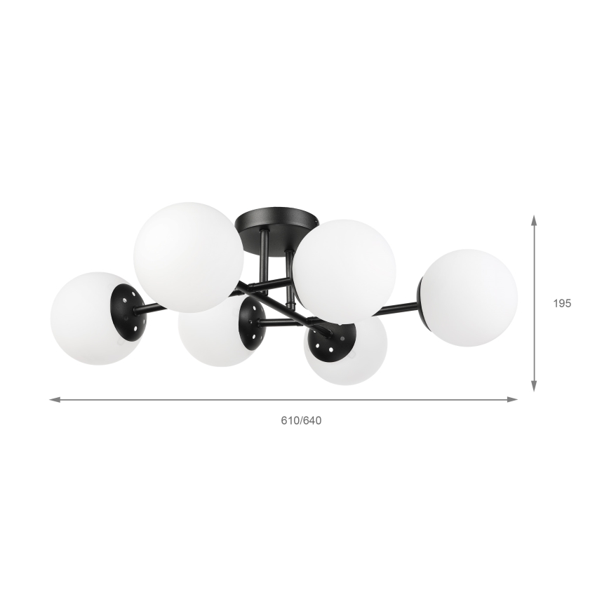 Brilagi - Pinnale kinnitatav lühter MALONY 6xE14/20W/230V must