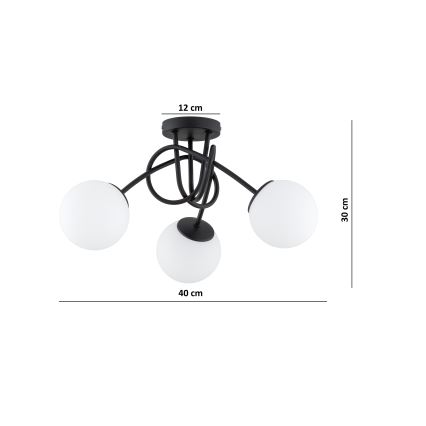BRILAGI - Pinnale kinnitatav lühter MILO 3xE27/60W/230V must