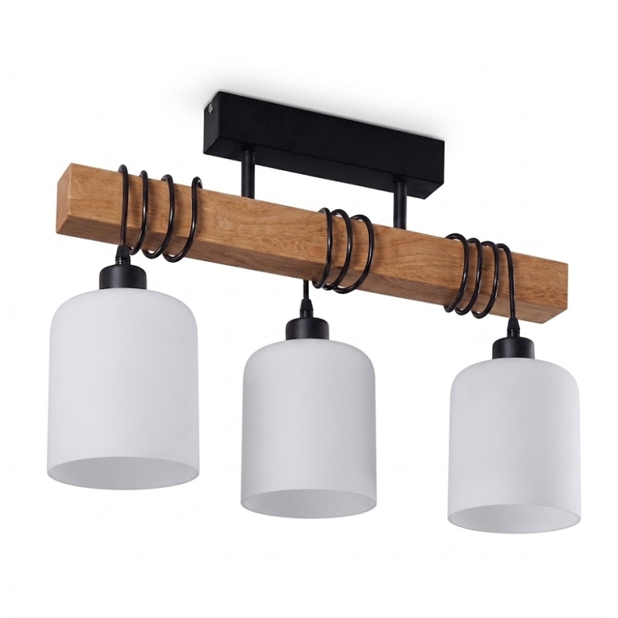 BRILAGI - Pinnale kinnitatav lühter WOOD GLASS 3xE27/60W/230V mänd/must/valge