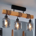 BRILAGI - Pinnale kinnitatav lühter WOOD GLASS 3xE27/60W/230V männipuit/must/suitsuhall