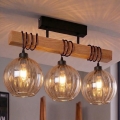 BRILAGI - Pinnale kinnitatav lühter WOOD GLASS 3xE27/60W/230V männipuit/must/suitsupruun