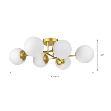 Brilagi - pinnale paigaldatav laelühter MALONY 6xE14/20W/230V kuldne
