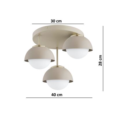 Brilagi - pinnale paigaldatav lühter COSMO 3xE27/60W/230V beež/kuldne