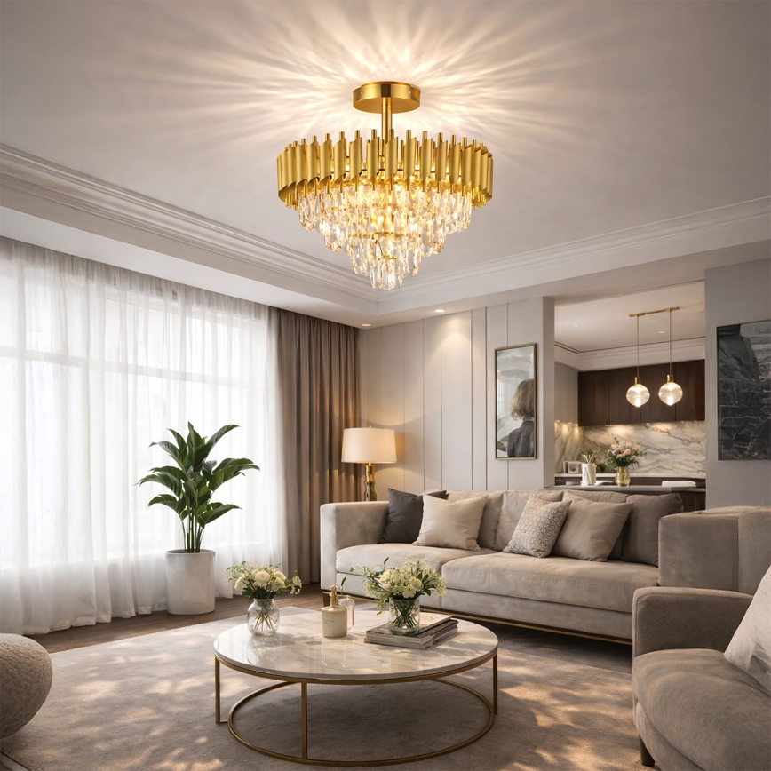 Brilagi - Pinnapealne kroonlühter ECLIPSE 7xE14/10W/230V, läbimõõt 48 cm, kuldne