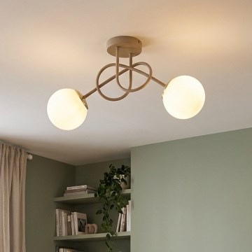 Brilagi - Pinnapealne laelamp MILO ECRU 2xE27/60W/230V beež/kuldne
