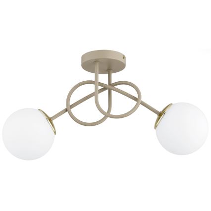 Brilagi - Pinnapealne laelamp MILO ECRU 2xE27/60W/230V beež/kuldne