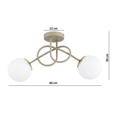 Brilagi - Pinnapealne laelamp MILO ECRU 2xE27/60W/230V beež/kuldne