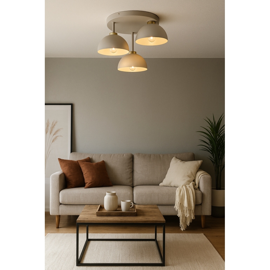 Brilagi - pinnapealne laelamp MOON 3xE27/60W/230V beež/kuldne