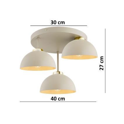 Brilagi - pinnapealne laelamp MOON 3xE27/60W/230V beež/kuldne