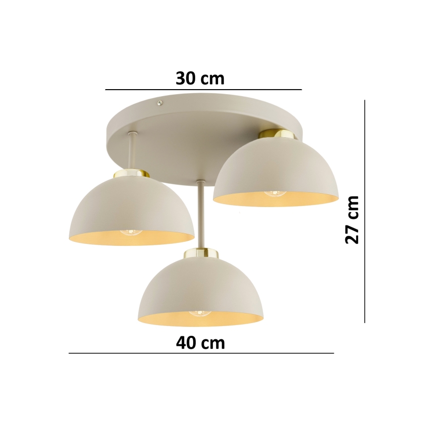 Brilagi - pinnapealne laelamp MOON 3xE27/60W/230V beež/kuldne