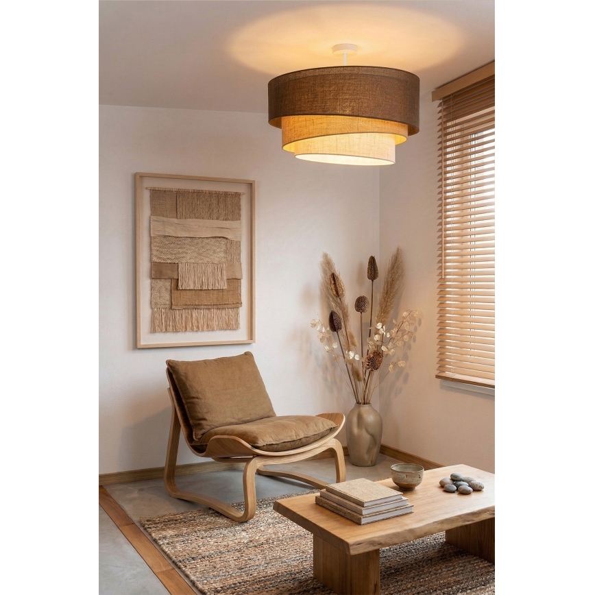 Brilagi - Pinnapealne laelamp TRIO 3xE27/60W/230V Ø 60 cm pruun/beež/valge
