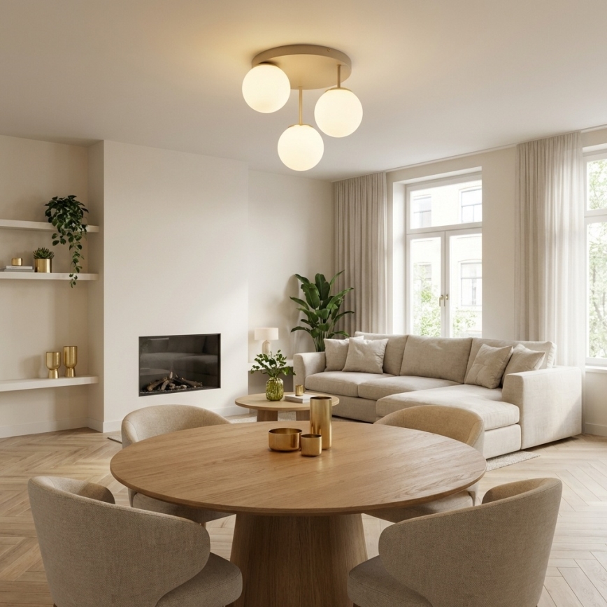 Brilagi - Pinnapealne laelühter 3xE27/60W/230V beež/kuldne