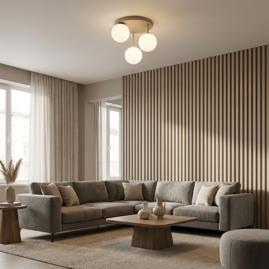 Brilagi - Pinnapealne laelühter 3xE27/60W/230V beež/kuldne