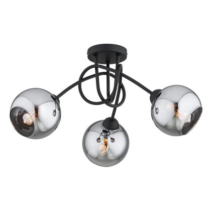 Brilagi - Pinnapealne laelühter DIOR 3xE27/60W/230V must/suitsuhall