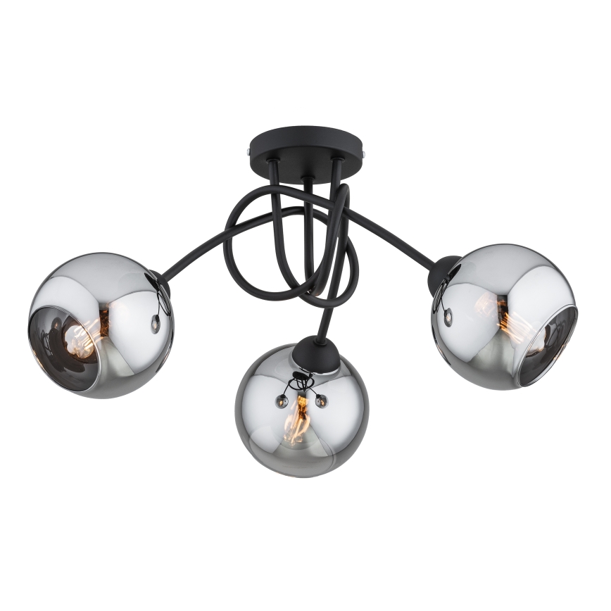 Brilagi - Pinnapealne laelühter DIOR 3xE27/60W/230V must/suitsuhall