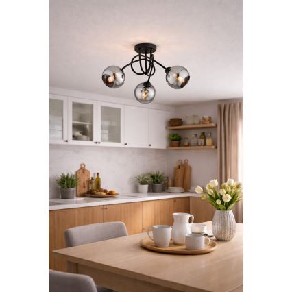Brilagi - Pinnapealne laelühter DIOR 3xE27/60W/230V must/suitsuhall