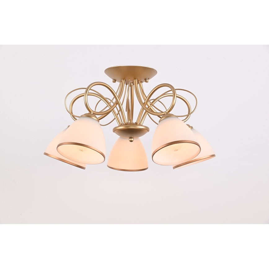 Brilagi - pinnapealne laelühter FRED 5xE27/60W/230V, läbimõõt 59 cm, kuldne