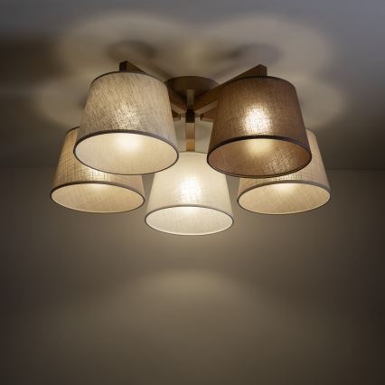 Brilagi - Pinnapealne laelühter LATTE SABIA 5xE27/60W/230V männipuit/segatud