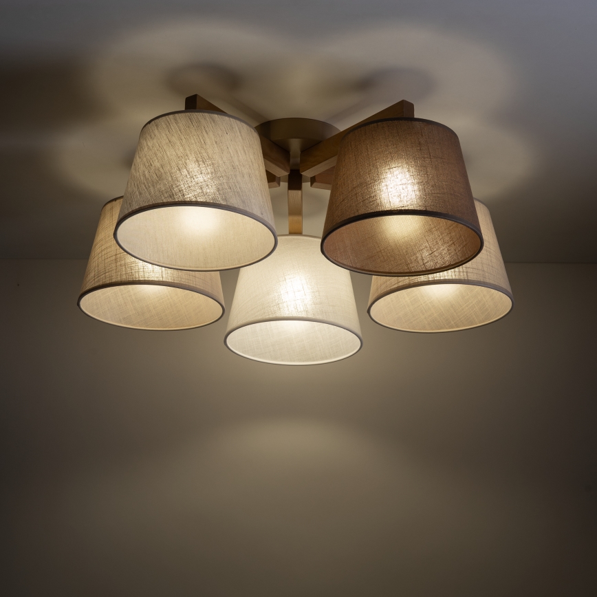 Brilagi - Pinnapealne laelühter LATTE SABIA 5xE27/60W/230V männipuit/segatud