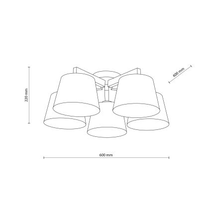 Brilagi - Pinnapealne laelühter LATTE SABIA 5xE27/60W/230V männipuit/segatud