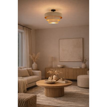 Brilagi - Pinnapealne laelühter LUNETA 1xE27/60W/230V läbimõõt 40 cm beež/kuldne
