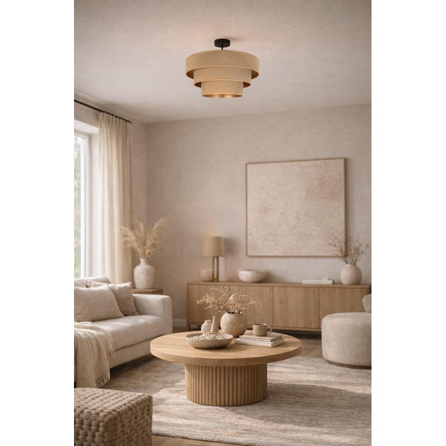 Brilagi - Pinnapealne laelühter LUNETA 1xE27/60W/230V läbimõõt 40 cm beež/kuldne