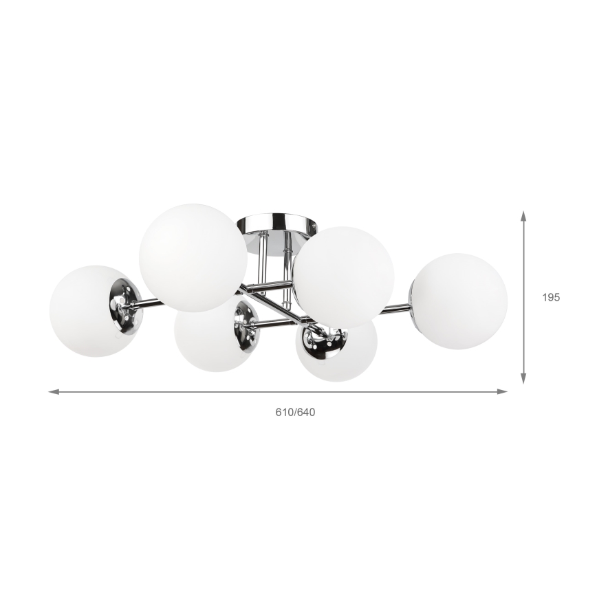 Brilagi - pinnapealne laelühter MALONY 6xE14/20W/230V läikiv kroom