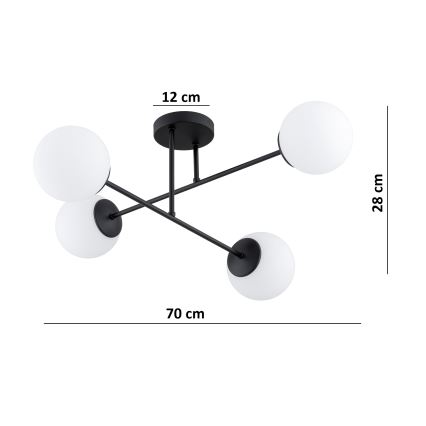 BRILAGI - Pinnapealne laelühter MILO 4xE27/60W/230V must