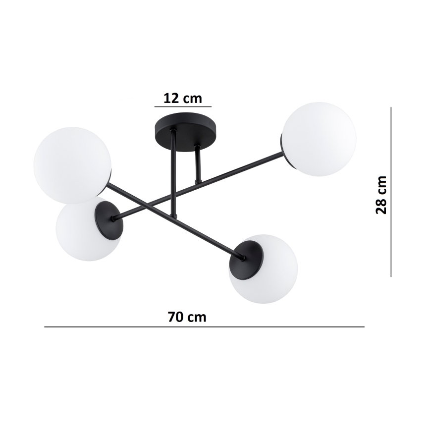 BRILAGI - Pinnapealne laelühter MILO 4xE27/60W/230V must