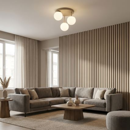 Brilagi - Pinnapealne laelühter MILO ECRU 3xE27/60W/230V beež/kuldne