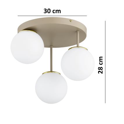 Brilagi - Pinnapealne laelühter MILO ECRU 3xE27/60W/230V beež/kuldne