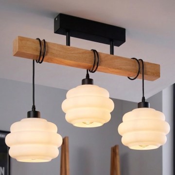 BRILAGI - Pinnapealne laelühter WOOD GLASS 3xE27/60W/230V mänd/must/valge