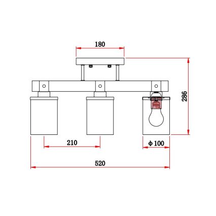 Brilagi - Pinnapealne laevalgusti VISTA 3xE27/60W/230V tamm