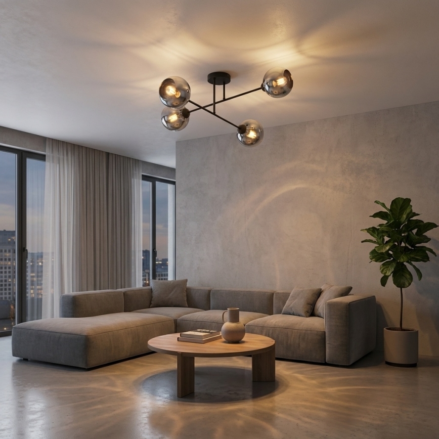 Brilagi - Pinnapealne lühter 4xE27/60W/230V must/suitsuhall