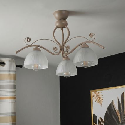Brilagi - Pinnapealne lühter ANTICO MODERN 3xE27/60W/230V beež