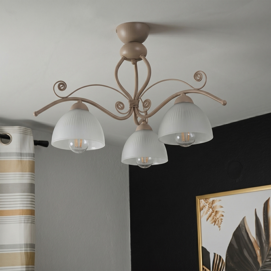 Brilagi - Pinnapealne lühter ANTICO MODERN 3xE27/60W/230V beež