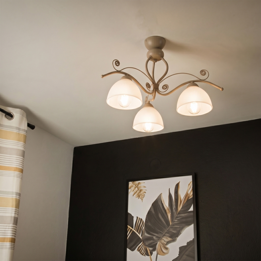 Brilagi - Pinnapealne lühter ANTICO MODERN 3xE27/60W/230V beež