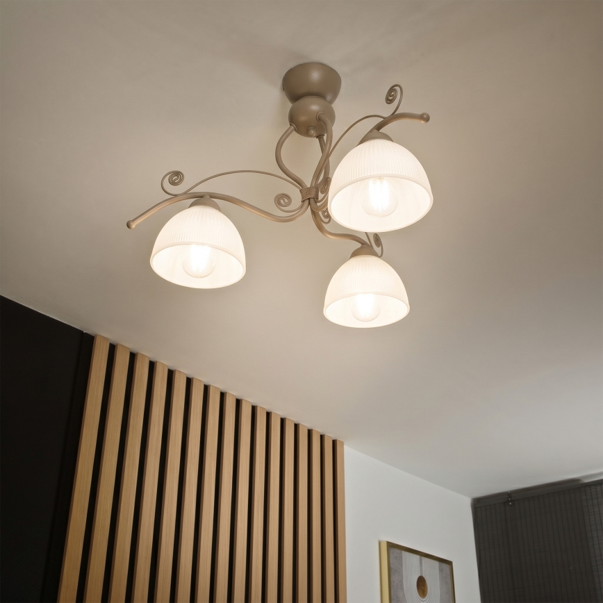 Brilagi - Pinnapealne lühter ANTICO MODERN 3xE27/60W/230V beež