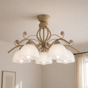 Brilagi - Pinnapealne lühter ANTICO MODERN 5xE27/60W/230V beež