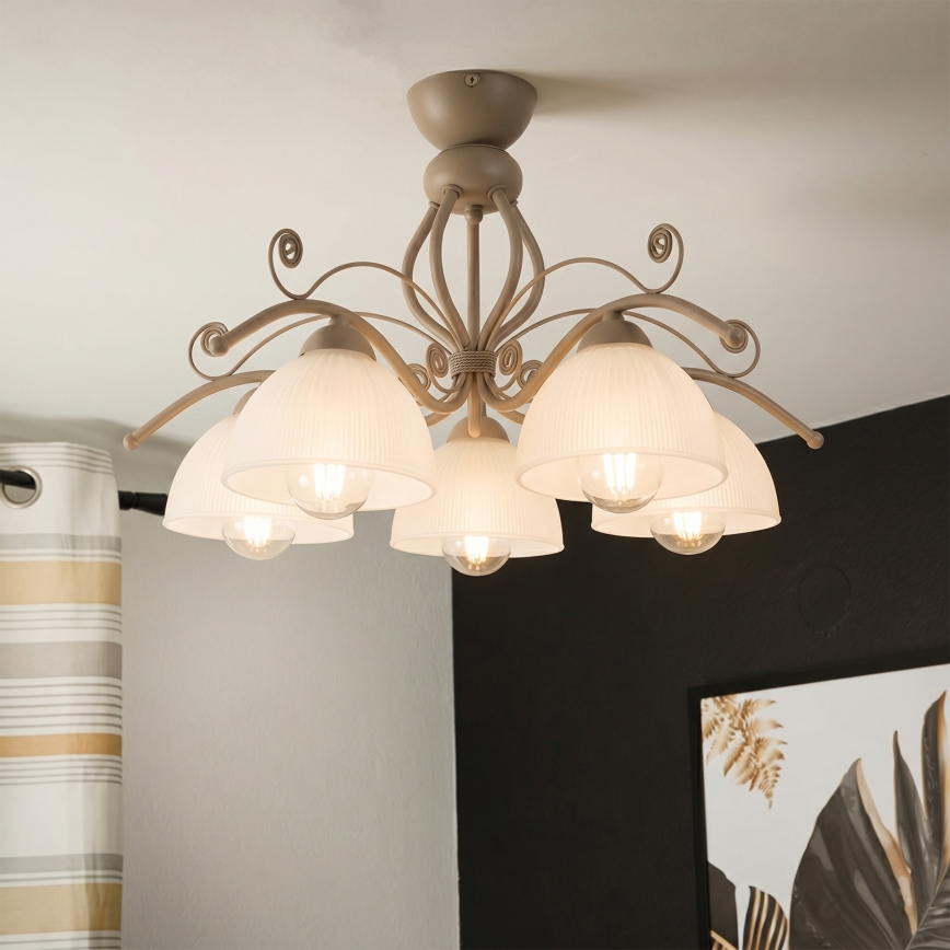 Brilagi - Pinnapealne lühter ANTICO MODERN 5xE27/60W/230V beež