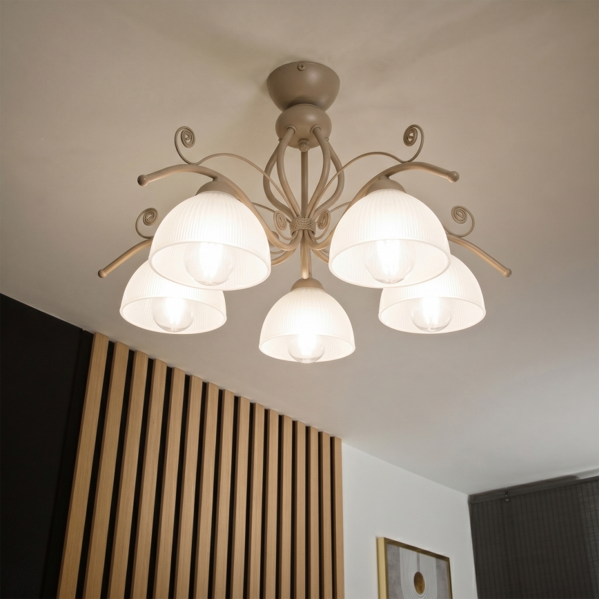 Brilagi - Pinnapealne lühter ANTICO MODERN 5xE27/60W/230V beež