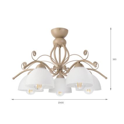 Brilagi - Pinnapealne lühter ANTICO MODERN 5xE27/60W/230V beež
