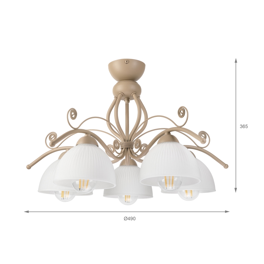 Brilagi - Pinnapealne lühter ANTICO MODERN 5xE27/60W/230V beež