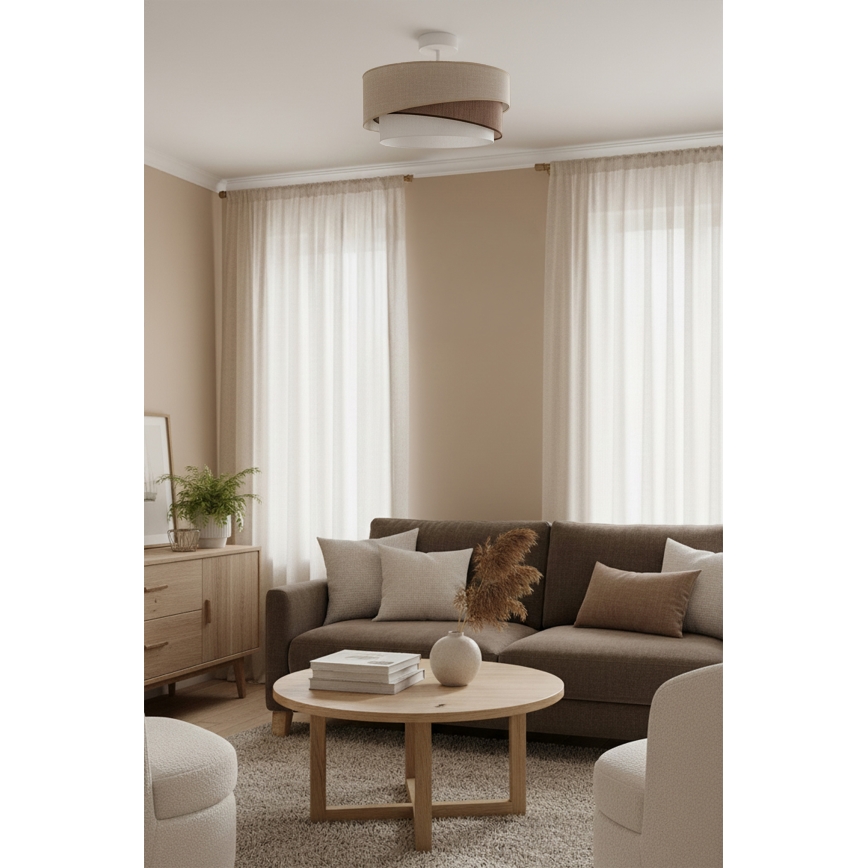 Brilagi - Pinnapealne lühter ARROW 1xE27/60W/230V, läbimõõt 45 cm, beež/pruun/valge