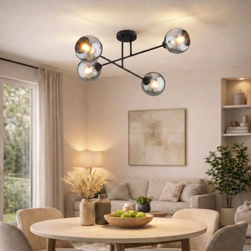 Brilagi - Pinnapealne lühter DIOR 4xE27/60W/230V must/suitsuhall