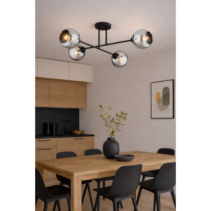 Brilagi - Pinnapealne lühter DIOR 4xE27/60W/230V must/suitsuhall