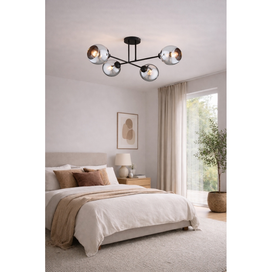 Brilagi - Pinnapealne lühter DIOR 4xE27/60W/230V must/suitsuhall