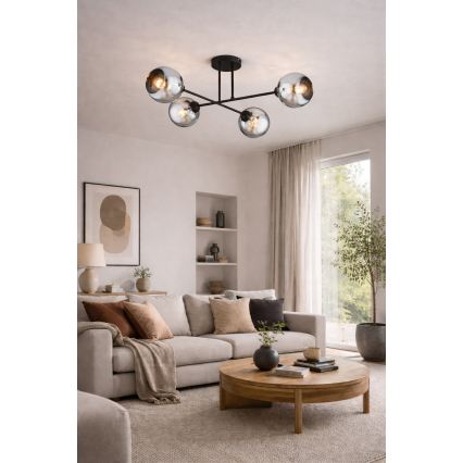 Brilagi - Pinnapealne lühter DIOR 4xE27/60W/230V must/suitsuhall
